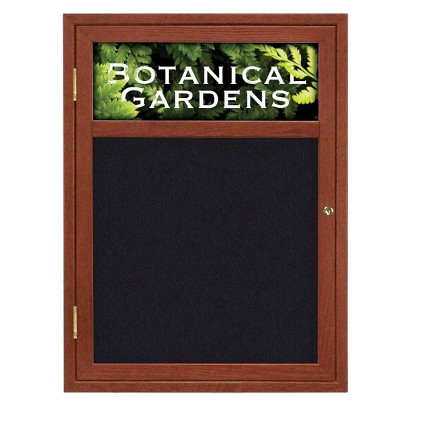 Sliding Glass Door Radius Letterboard, 96"x48", Bronze/Burgundy
